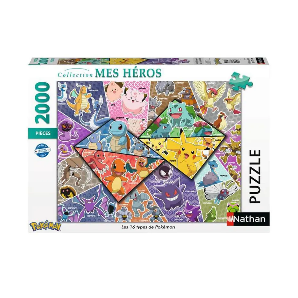 Puzzle 2000 pièces : Les 16 types de Pokémon - Nathan