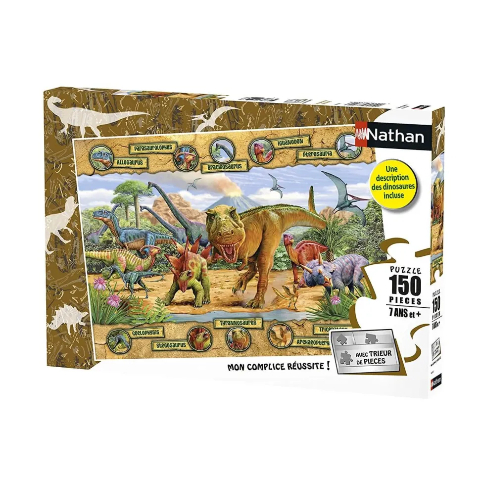 Puzzle 150 pièces : Les espèces de dinosaures - Nathan