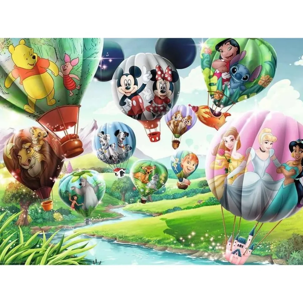 Puzzle 1000 pièces : Les montgolfières Disney - Nathan