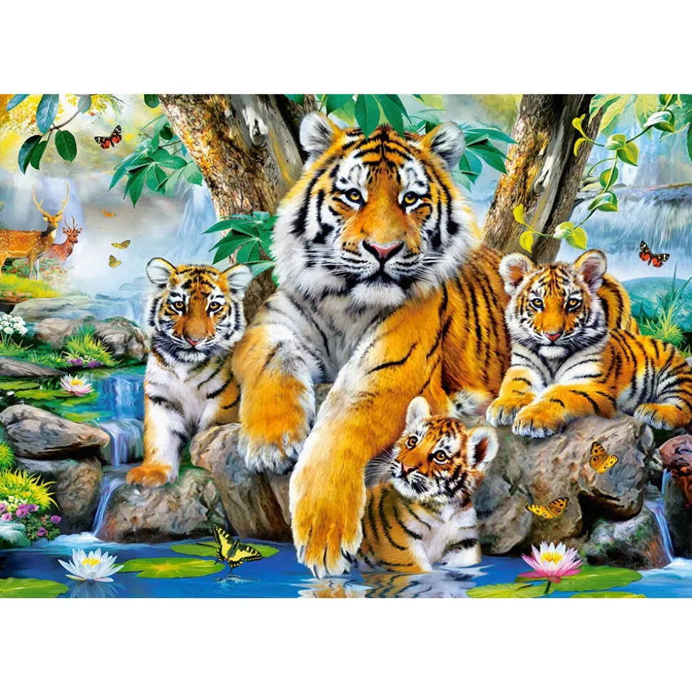 Puzzle 1000 pièces : Les tigres dans la rivière - Castorland