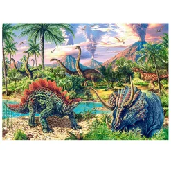 Puzzle 120 pièces : Les volcans et dinosaures - Castorland