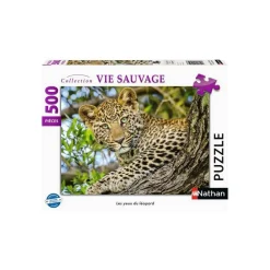 Puzzle 500 pièces : Les yeux du léopard - Nathan