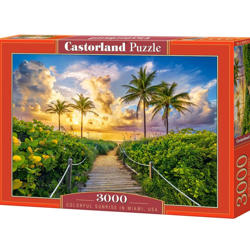 Puzzle 3000 pièces : Lever de soleil coloré à Miami, USA - Castorland