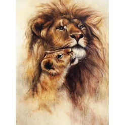 Puzzle 1000 pièces : Lion et son bébé - Magnolia