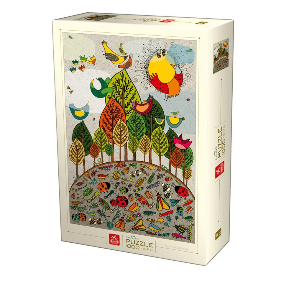 Puzzle 1000 pièces : Nature : Oiseau et coccinelle - DToys
