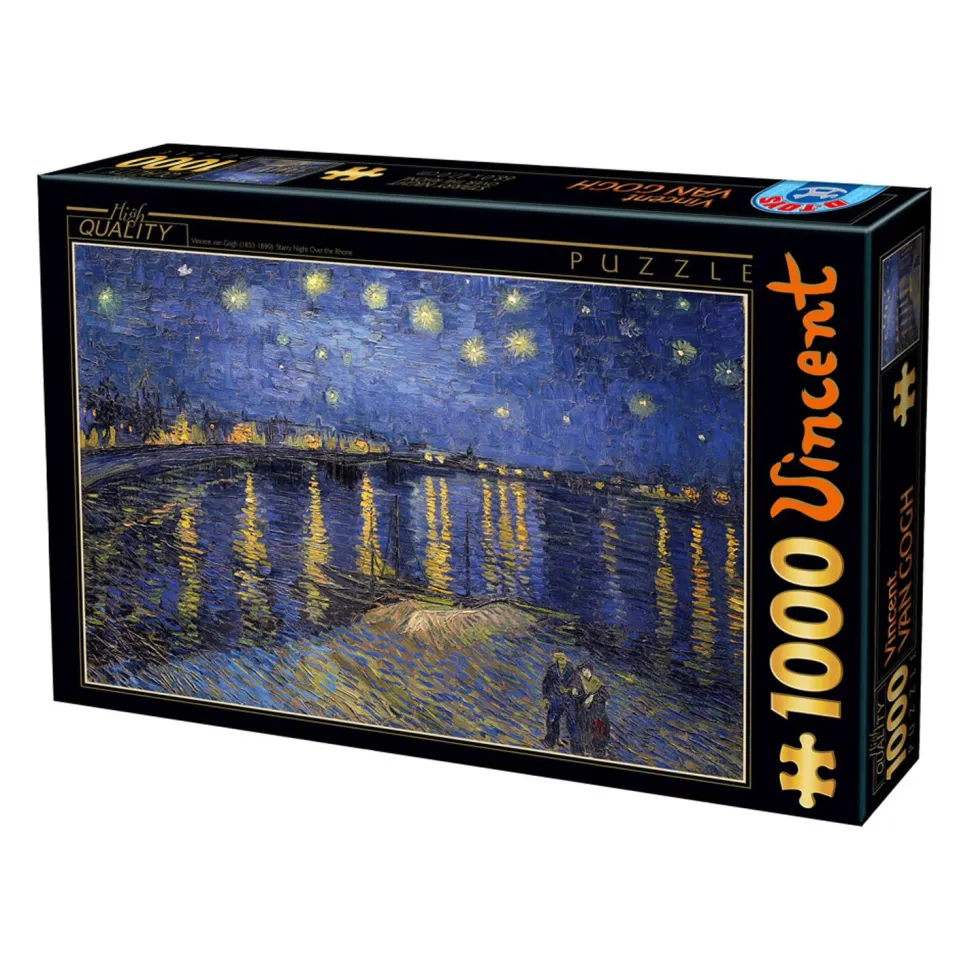 Puzzle 1000 pièces : Nuit Etoilée sur le Rhône, Vincent Van Gogh - DToys
