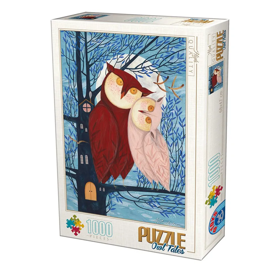 Puzzle 1000 pièces : Owl Tales : Couple de hiboux - DToys