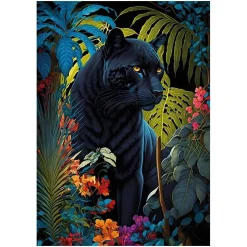 Puzzle 500 pièces : Panthère Noire avec Jungle Tropicale - Ks Games