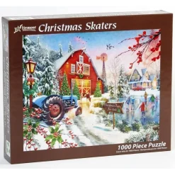 Puzzle 1000 pièces : Patineurs de Noël - Vermont Christmas Company