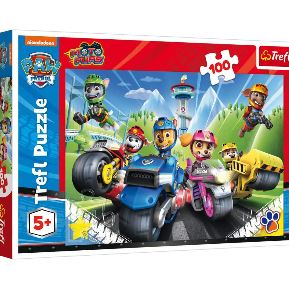 Puzzle 100 pièces : Pat'Patrouille (Paw Patrol) : la Pat'Patrouille à moto - Trefl