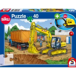 Puzzle 40 pièces : Pelleteuse avec modèle Siku - Schmidt