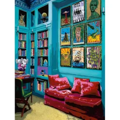 Puzzle 1000 pièces : pièce à vivre avec canapé rouge - Heye