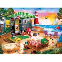 Puzzle 550 pièces : Plage paradisiaque - Camping en bord de mer - Master Pieces