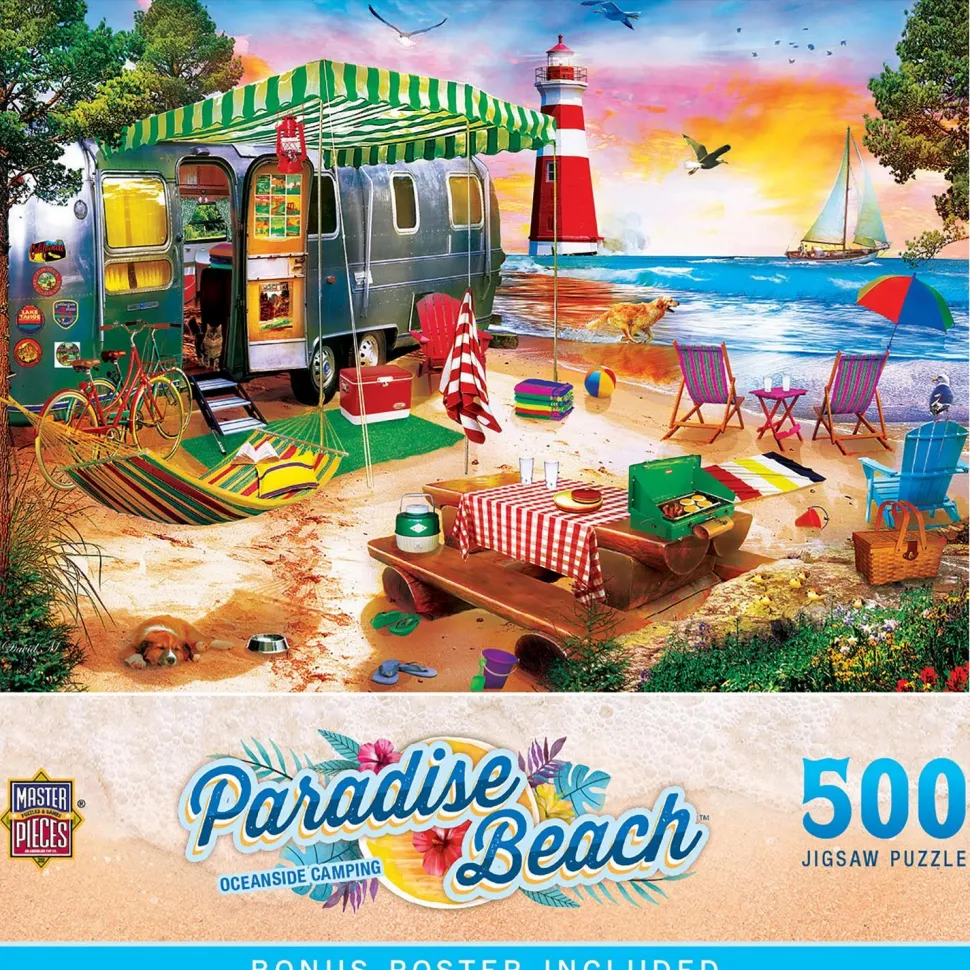 Puzzle 550 pièces : Plage paradisiaque - Camping en bord de mer - Master Pieces