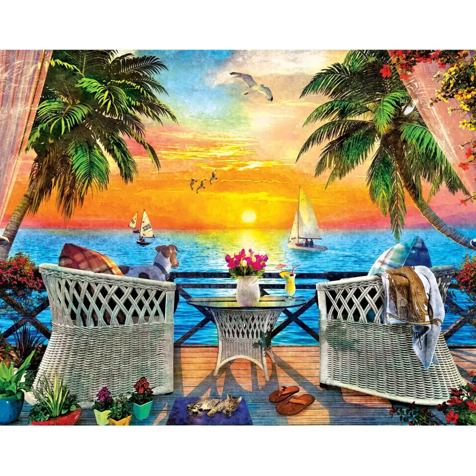 Puzzle 550 pièces : Plage paradisiaque - Sur le balcon - Master Pieces