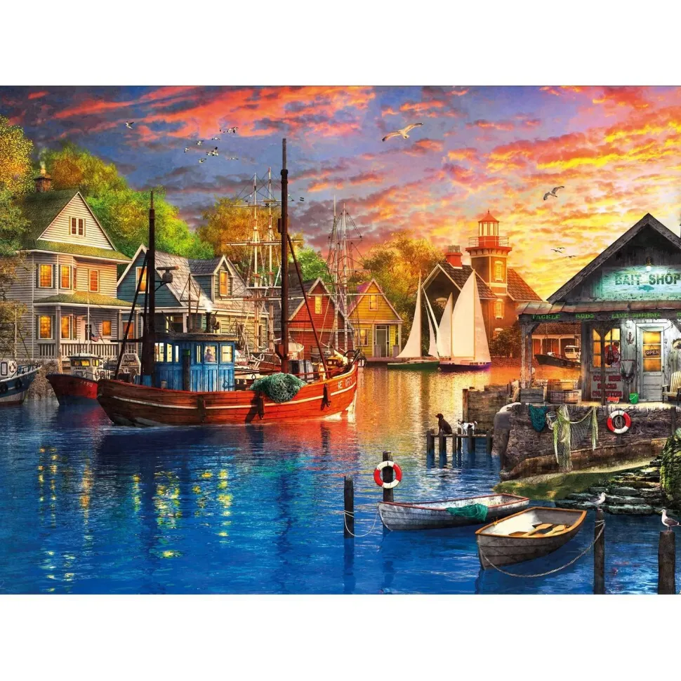 Puzzle 3000 pièces : Port Américain au Coucher de Soleil - Ks Games