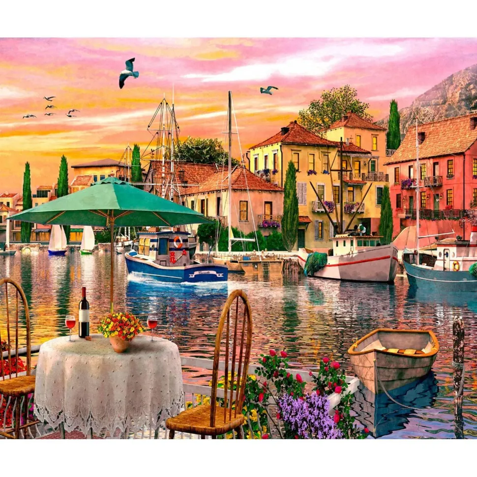 Puzzle 1000 pièces : Port au coucher de soleil - Vermont Christmas Company