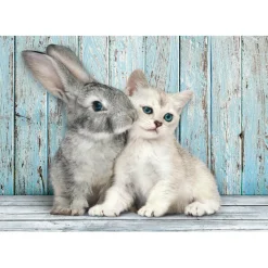 Puzzle 500 pièces + poster : Chat et Lapin - Clementoni