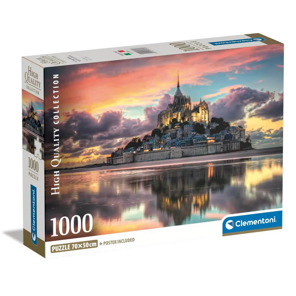 Puzzle 1000 pièces + poster : Le Magnifique Mont Saint-Michel - Clementoni