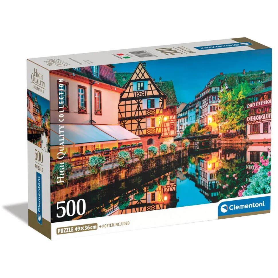 Puzzle 500 pièces + poster : Vieille Ville de Strasbourg - Clementoni