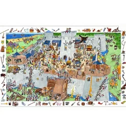 Puzzle 100 pièces - Poster et jeu d'observation : Château fort - Djeco