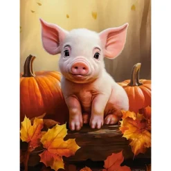 Puzzle 300 pièces : premium Porcinet mignon d'automne - Castorland