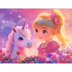 Puzzle 100 pièces : Princesse à la licorne - Castorland