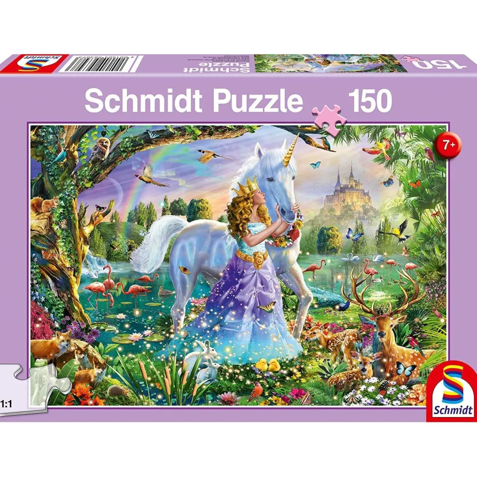 Puzzle 150 pièces : Princesse avec licorne et château - Schmidt