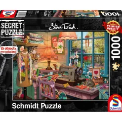 Puzzle 1000 pièces : Puzzle secret : Atelier de couture - Schmidt