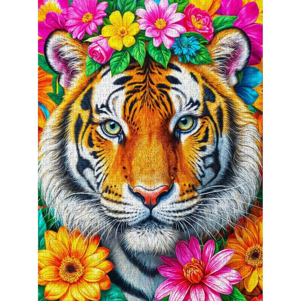 Puzzle 1000 pièces : Rayures et Fleurs - EnjoyPuzzle