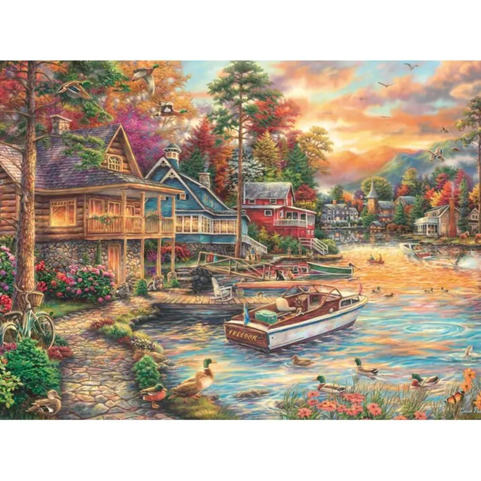 Puzzle 1000 pièces : Rive dorée au crépuscule - Schmidt