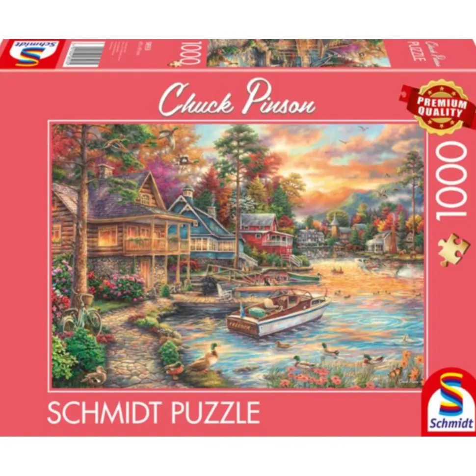 Puzzle 1000 pièces : Rive dorée au crépuscule - Schmidt