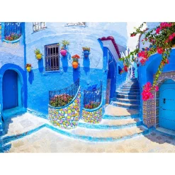 Puzzle 1000 Pièces : Rue Turquoise à Chefchaouen - Maroc - EnjoyPuzzle
