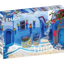 Puzzle 1000 Pièces : Rue Turquoise à Chefchaouen - Maroc - EnjoyPuzzle