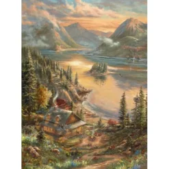 Puzzle 500 pièces : Splendeur au bord du lac - Thomas Kinkade - Schmidt