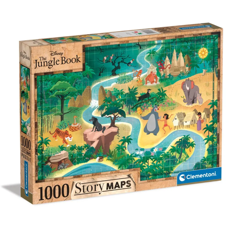 Puzzle 1000 pièces : Story Maps - Le Livre de la Jungle - Clementoni
