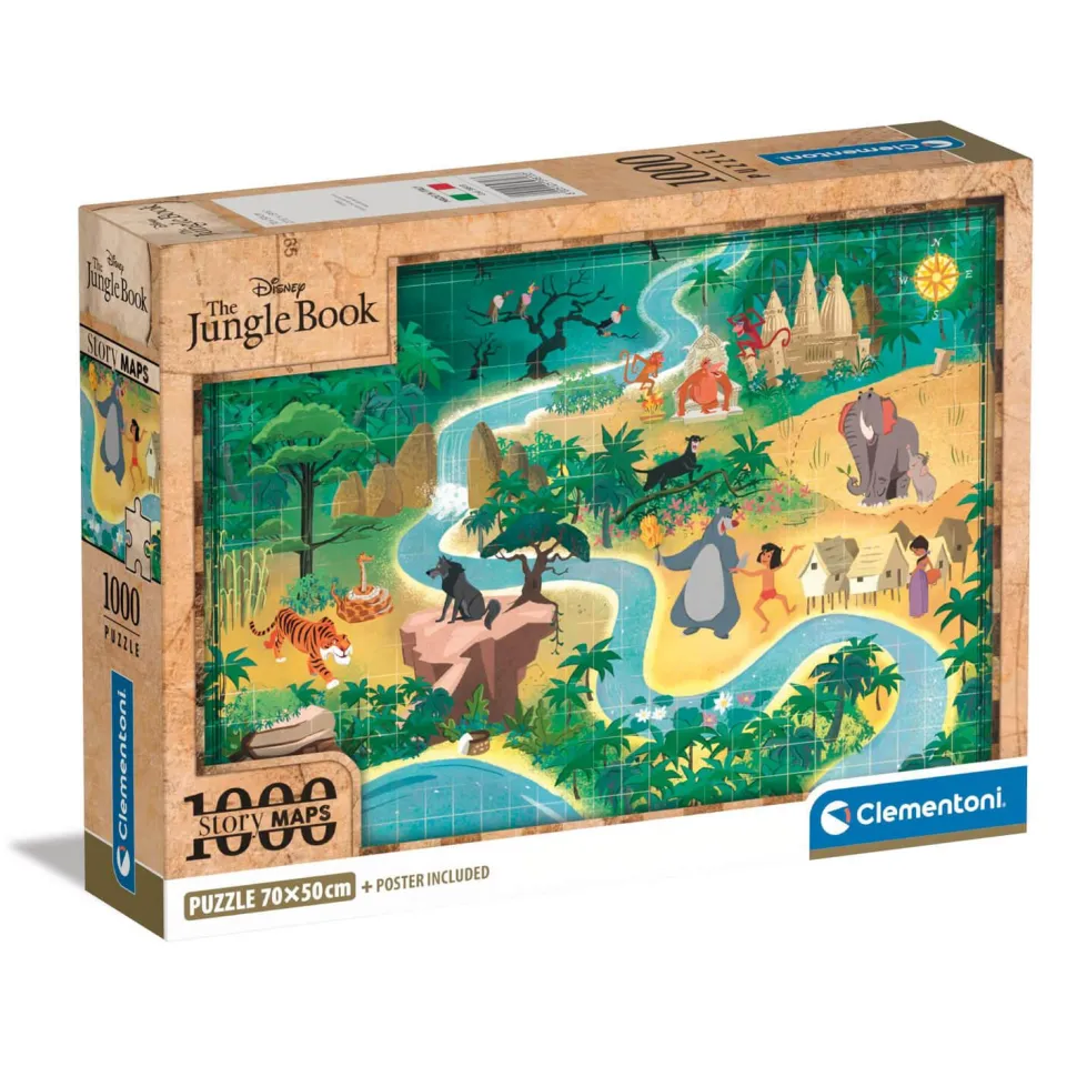 Puzzle 1000 pièces : Story Maps - Le Livre de la Jungle - Clementoni