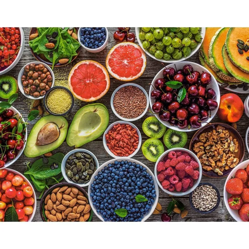 Puzzle 2000 pièces : Table pleine de superaliments - Castorland
