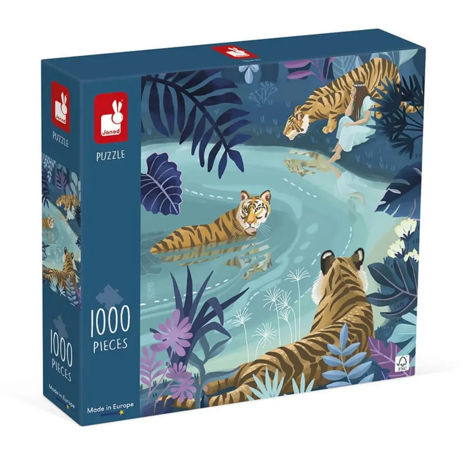 Puzzle 1000 pièces : Tigres Au Clair De Lune - Janod