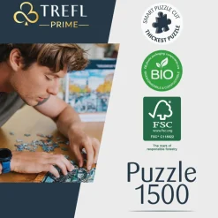 Puzzle 1500 pièces : Unlimited Fit Technology : Oia, Santorin - Trefl Prime