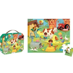 Puzzle 24 pièces : valisette : une journée à la ferme - Janod