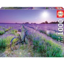 Puzzle 1000 pièces : Vélo dans le champ de lavande - Educa
