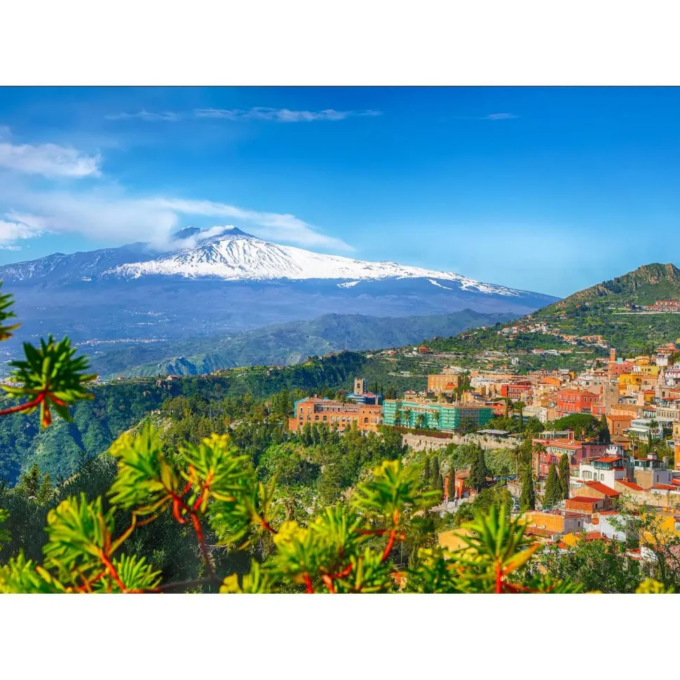 Puzzle 1000 pièces : Volcan Etna et Taormina, Sicile - EnjoyPuzzle