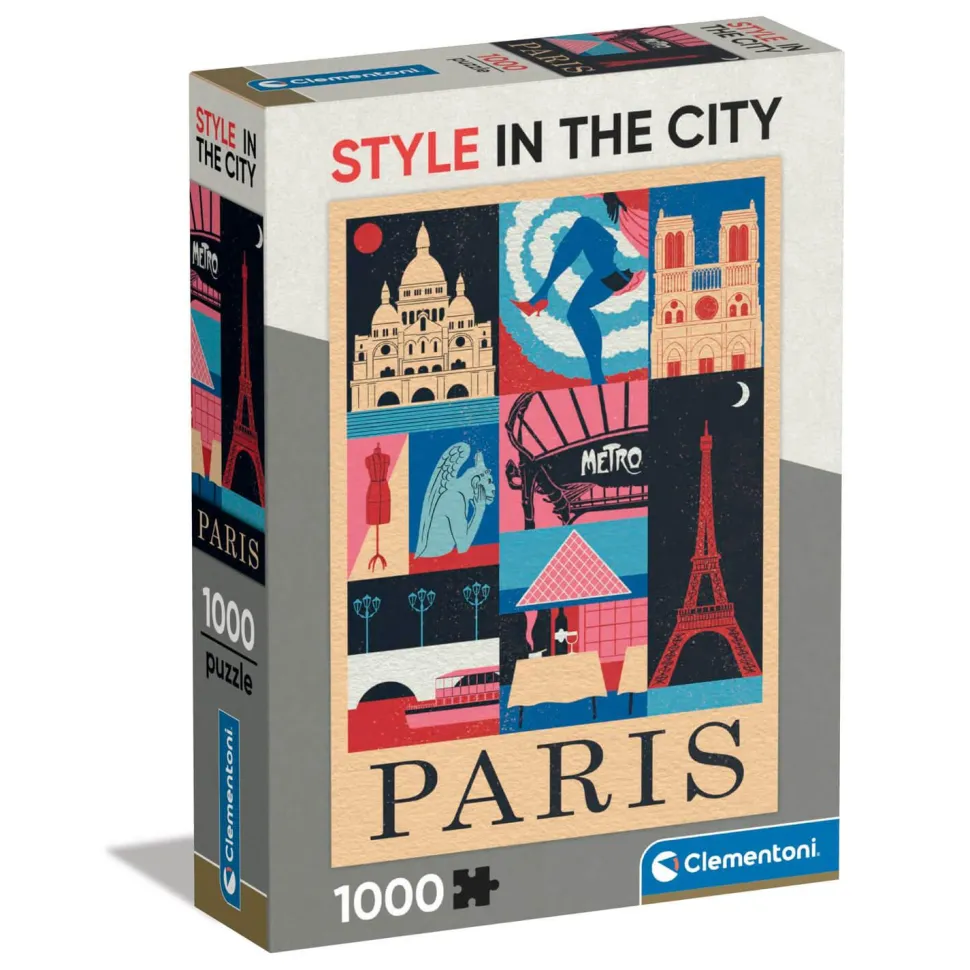 Puzzle 1000 pièces Compact : Style in the City - Paris - Clementoni