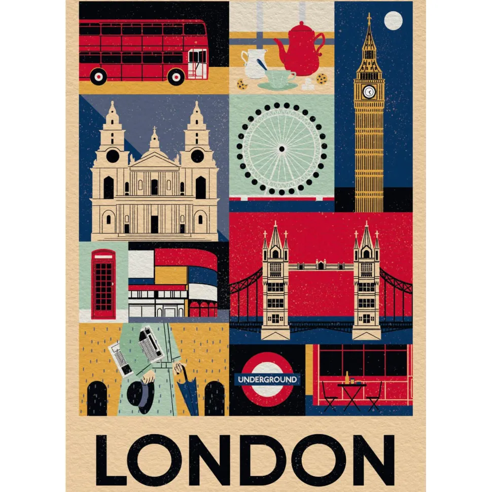 Puzzle 1000 pièces Compact : Style in the City - Londres - Clementoni