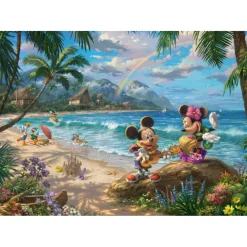 Puzzle 1000 pièces Disney : Thomas Kinkade : Minnie et Mickey à Hawai - Schmidt