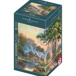 Puzzle 1000 pièces en bois : Le vieux moulin à eau - Thomas Kinkade - Schmidt