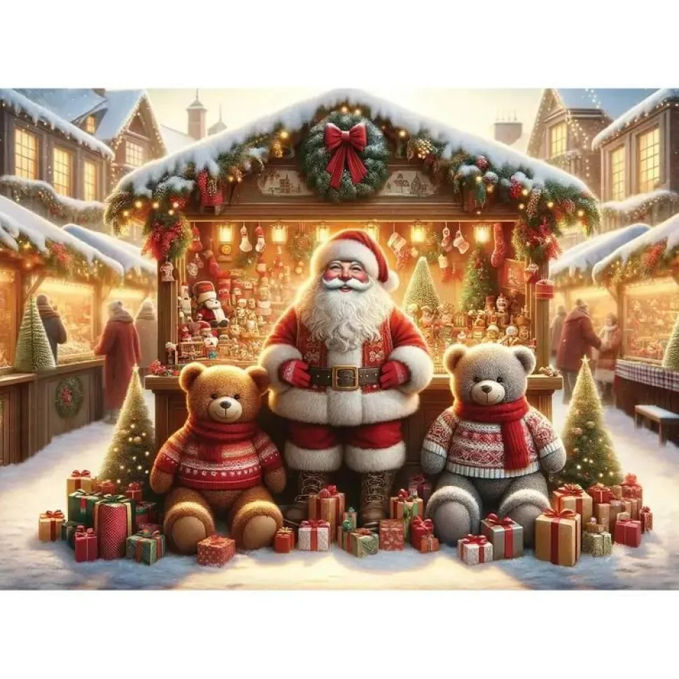 Puzzle 1010 pièces en bois : Marché de Noël - Wooden City