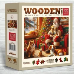 Puzzle 1010 pièces en bois : Père Noël et ses amis - Wooden City