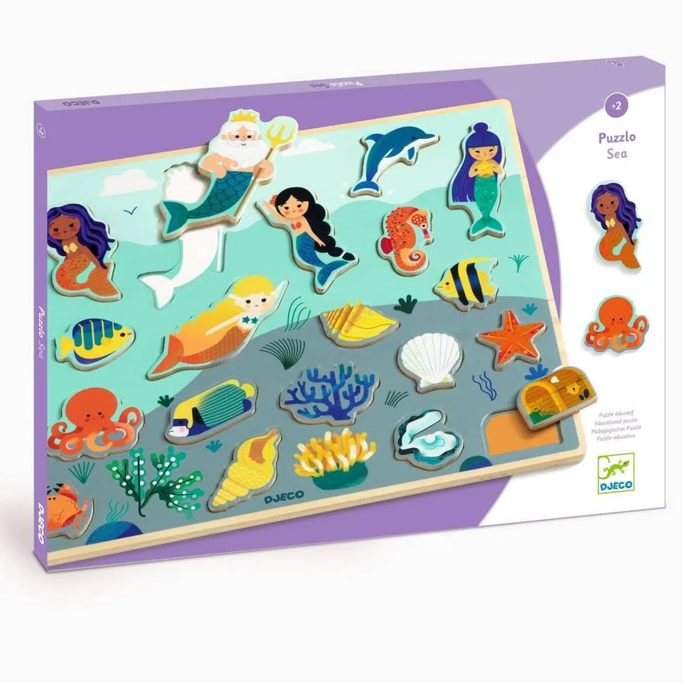 Puzzle 22 pièces en bois : Puzzlo Sea - Djeco